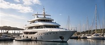 Marina and luxury yacht